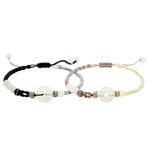 Handmade woven couple bracelets with imitation chalcedony safety buckle, chic Chinese style.