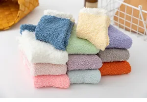 Cozy coral fleece home socks, thick plush winter sleeping socks for women, anti-slip soft warm.