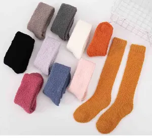 Cozy plush fuzzy knee high socks, thick warm winter sleep socks for women home wear