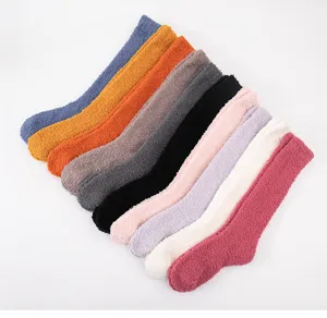 Women winter thick coral fleece sleep socks soft cozy long tube fuzzy home socks multi color