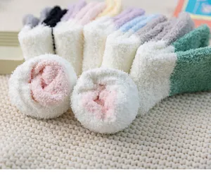 Thickened coral fleece socks winter cozy soft warm sleep socks fluffy socks detail view