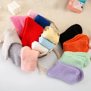 Winter dikke koraal fleece sokken effen kleur warme slaapsokken gezellige sokken