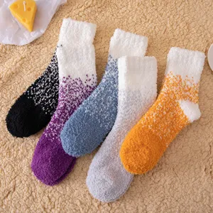 Winter coral fleece socks gradient mid tube thickened snow socks home indoor sleep socks