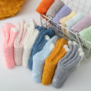 Thickened coral fleece cozy winter socks, soft warm sleep mid-tube fuzzy socks for women.
