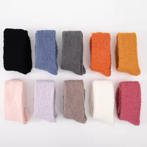 Women thick coral fleece sleep socks fluffy winter warm calf hosiery multi color set 10pcs