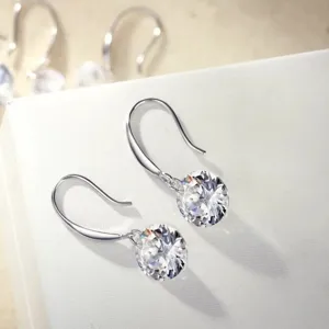 Minimalist Copper Rhinestone Drop Hook Earrings Elegant Teardrop Single Gemstone Ear Wire Fashion Dangle Jewelry Gift For Women