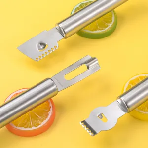 Zester y pelador de limones de acero inoxidable para cocina, con cuchillas afiladas y duraderas.