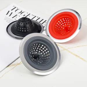 Filtre d'évier en silicone pour cuisine anti-obstruction panier attrape-cheveux bouchon