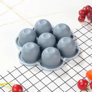 Bac à glaçons en silicone à 7 cavités et boîte à nourriture pour bébé, gris, souple.