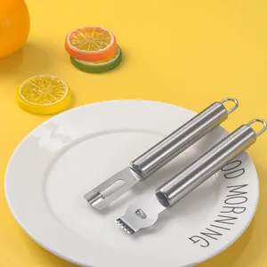 Rallador de limón de acero inoxidable vista detallada herramienta de cocina pro