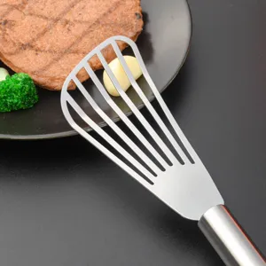 Spatule à poisson ajourée en acier inoxydable, tourneur métallique durable pour steak.
