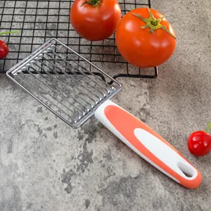 Stainless steel tomato and luncheon meat slicer detail view, convenient kitchen slicing tool.