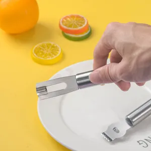 Zester de limón y pelador de frutas de acero inoxidable, herramienta de cocina duradera.
