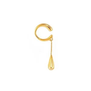 Manchette d'oreille chaîne goutte dorée clip minimaliste sans perçage bijou de mode.