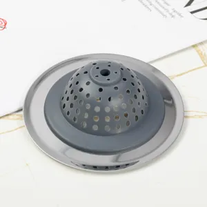 Filtre d'evier de cuisine en acier inoxydable et silicone pour eviter les bouchons