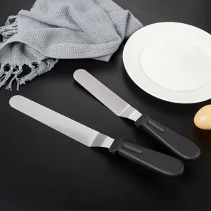 Set di spatole per torte in acciaio inossidabile con manico nero per decorare dolci
