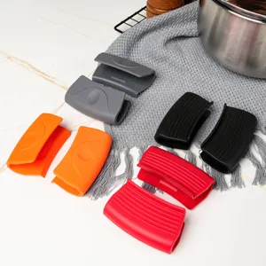 Silicone pot ear covers heat resistant handle grips kitchen tool colorful anti scald protectors