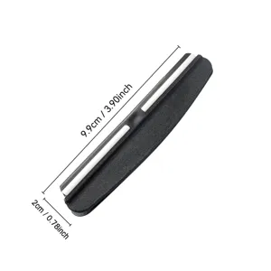 Fixed angle knife sharpener guide clip detail view, black sharpening accessory with ceramic rods.