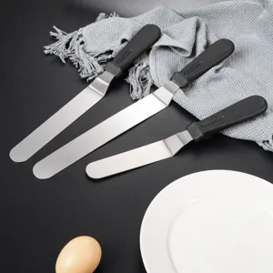 Set di Spatole Professionali per Torte in Acciaio Inossidabile Con Manico Ergonomico in Plastica Per Cottura in Cucina e Lisciatura della Crema