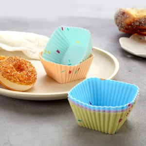 stampi per muffin quadrati in silicone colorato set per dolci torta budino strumenti cucina