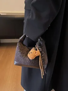 Ρετρό casual casual φθινόπωρο χειμώνας λεοπάρ τσάντα hobo μεγάλη χωρητικότητα κομψή τσάντα ώμου