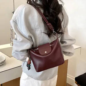 Vintage solid color women shoulder bag casual commute crossbody bag stylish handbag