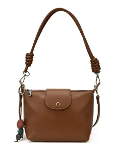 Retro brown women shoulder bag large capacity versatile casual crossbody commuter handbag.
