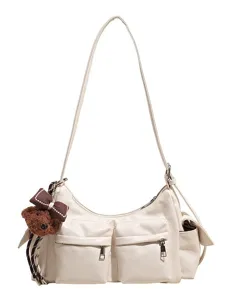 Large capacity multi-pocket shoulder crossbody bag for women, stylish commuting tote.