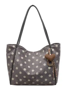 Chic polka dot tote bag for women, large capacity stylish shoulder bag for daily commute.
