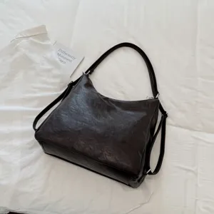 Large capacity brown leather women shoulder bag minimalist convertible backpack