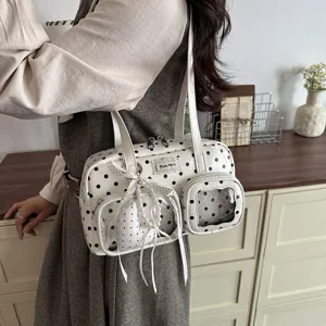 Polka dot bowling shoulder bag women 2026 autumn new Korean style large capacity underarm bag