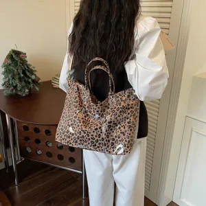 Borsa shopper trasparente stampa leopardato borsa a spalla retrò grande capacità moda