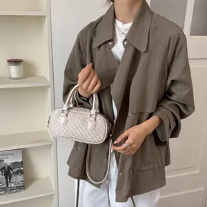 Damen gewebte Umhaengetasche schicke Freizeit Handtasche Pendler Schultertasche Alltag