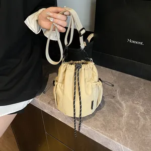 Japanese ins style nylon drawstring bucket bag casual outdoor fashion crossbody bag