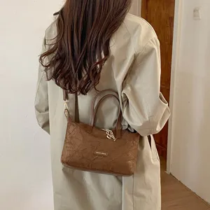 Brown suede handbag stylish crossbody tote bag for women retro casual daily retro chic purse