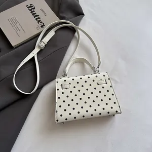 White polka dot shoulder bag women small Kelly handbag PU leather crossbody bag chic