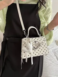 Women's polka dot Kelly bag summer new fashion elegant shoulder crossbody handbag chic style