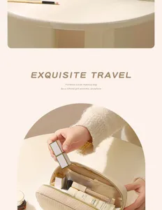 Minimalist corduroy cosmetic bag portable travel makeup pouch large storage organizer for women