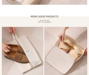 Travel storage bag set, portable luggage organizer pouch for shoes and clothes.