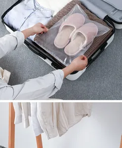 Transparent travel shoe storage bag portable dustproof zipper seal bag for luggage