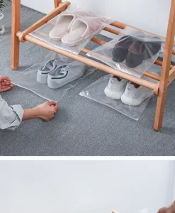 Transparent shoe storage bags dustproof waterproof travel zipper organizers for footwear.