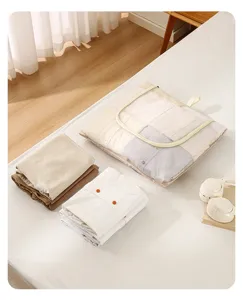 Portable mesh travel storage bag for suitcase, breathable foldable clothes organizer detail view.