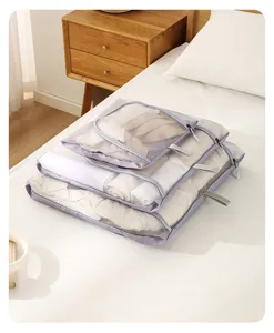 Mesh travel storage bags set breathable packing cubes portable luggage organizer for clothes