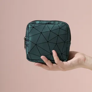 Mini PU sanitary napkin storage pouch geometric portable cosmetic bag cute period pocket organiser