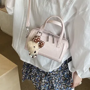 Pink Boston pillow bag women crossbody handbag casual commuting fashion detail view