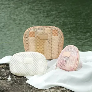 Portable Mesh Makeup Bag Travel Toiletry Organizer Large Capacity Minimalist Cosmetic Storage Pouch For Women