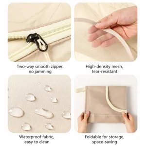 Mesh travel storage bag portable foldable clothes packing organizer for suitcase breathable