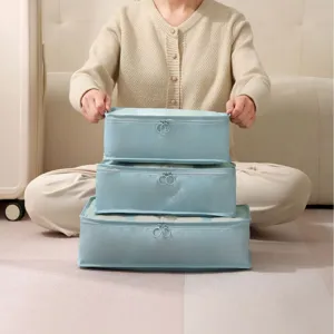 Travel packing cubes set luggage organizers clothes storage bags blue set for suitcase travel.