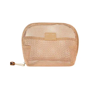 Portable mesh cosmetic bag travel toiletry pouch large capacity storage bag for daily use