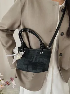 Stilvolle koreanische Damen Eimer Tasche mit Griff, Perlen Anhänger und Schultergurt.